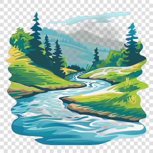 PSD rivers transparent background vector element