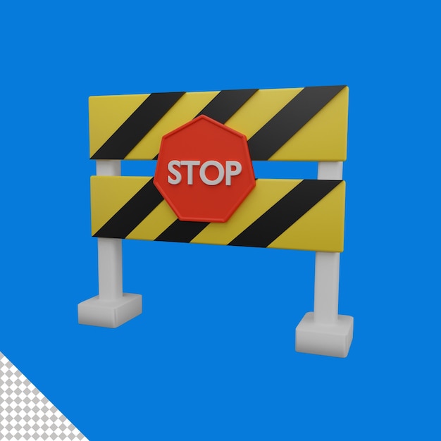 PSD road block 3d icon on a blue background