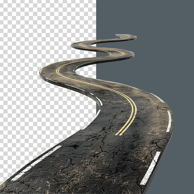 Road journey path png isolated on transparent background