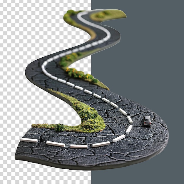 PSD road journey path png isolated on transparent background