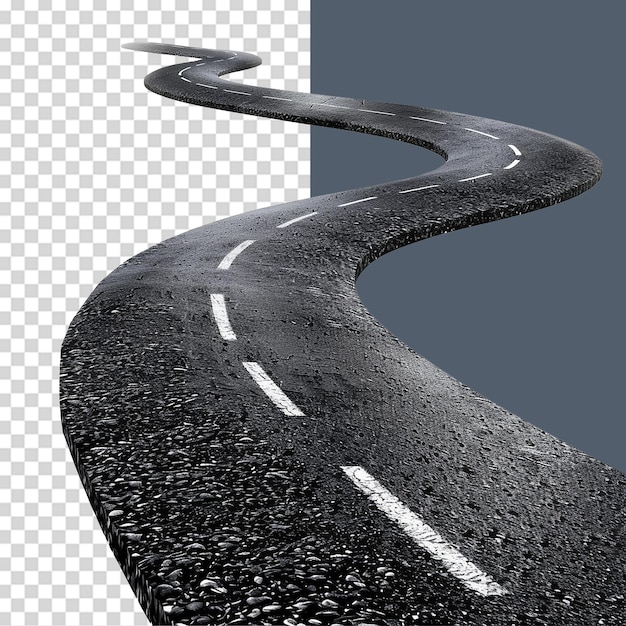 Road journey path png isolated on transparent background