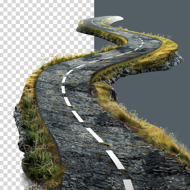 PSD road journey path png isolated on transparent background