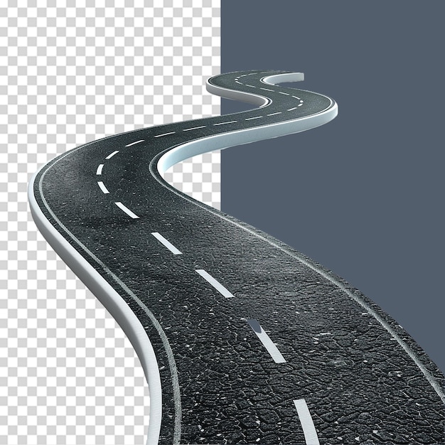 Road journey path png isolated on transparent background