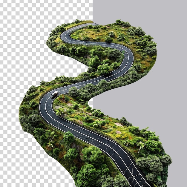 PSD road journey path png isolated on transparent background