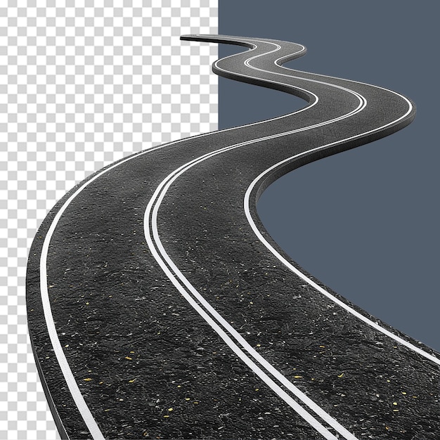 Road journey path png isolated on transparent background