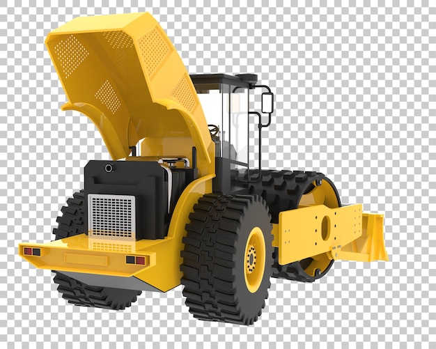 Road roller isolated on transparent background 3d rendering illustration