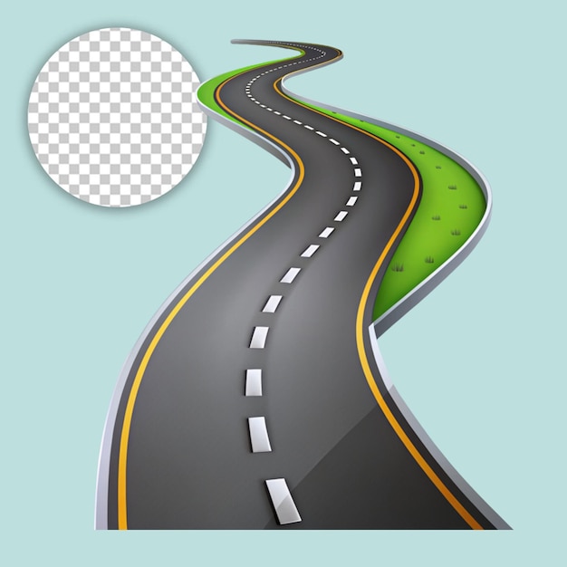 PSD road way location template on transparent background