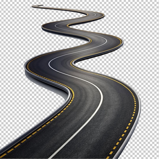 PSD road winding highway isolated two lane pathway