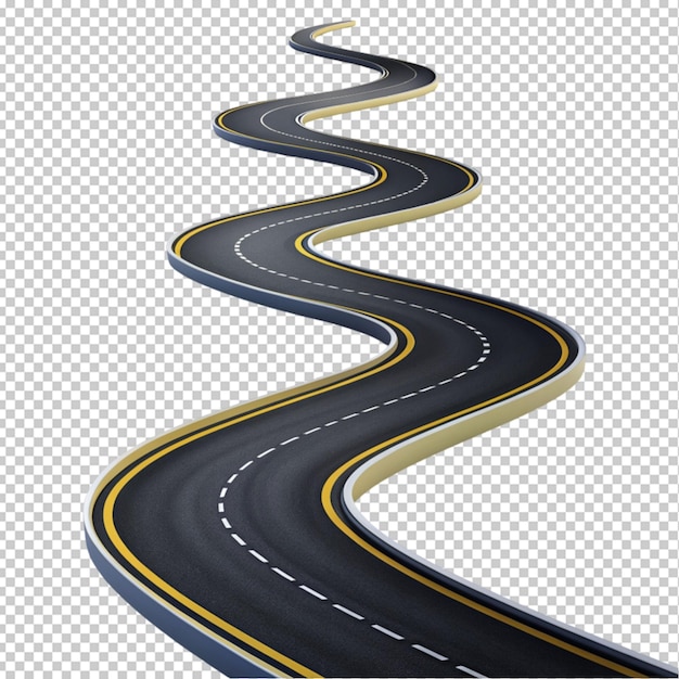 PSD road winding highway isolated two lane pathway