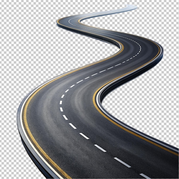 PSD road winding highway isolated two lane pathway