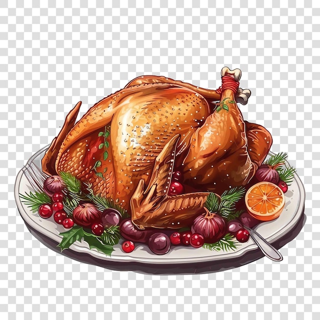 PSD roast turkey christmas illustration background