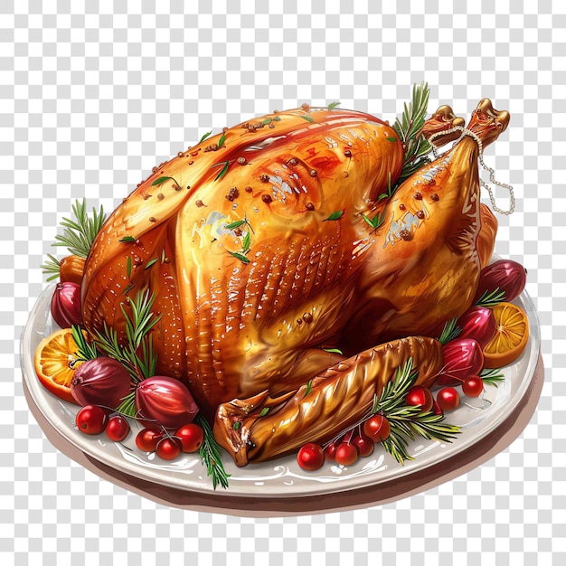 PSD roast turkey christmas illustration background