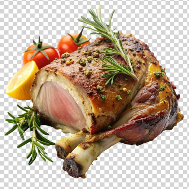 PSD a roast with herbs and spices on it on transparent background