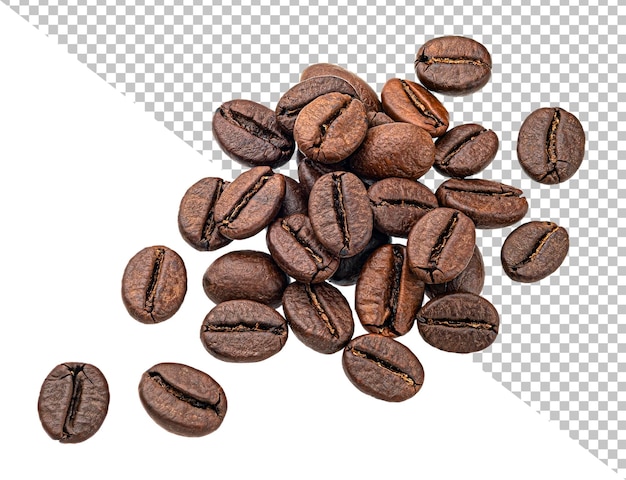 Roasted coffee beans isolated on white background