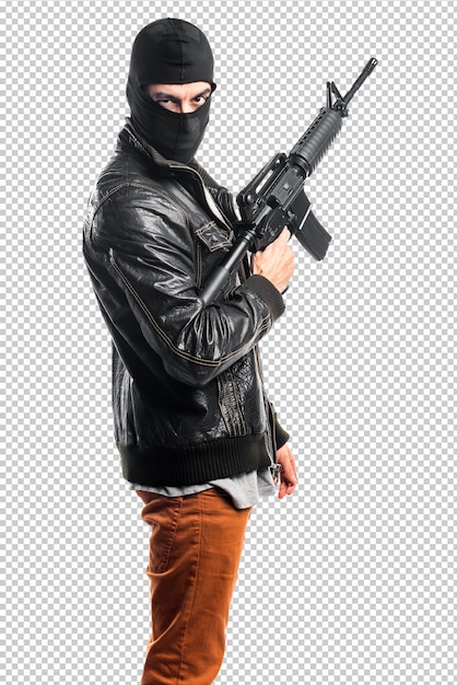 PSD robber holding a rifle