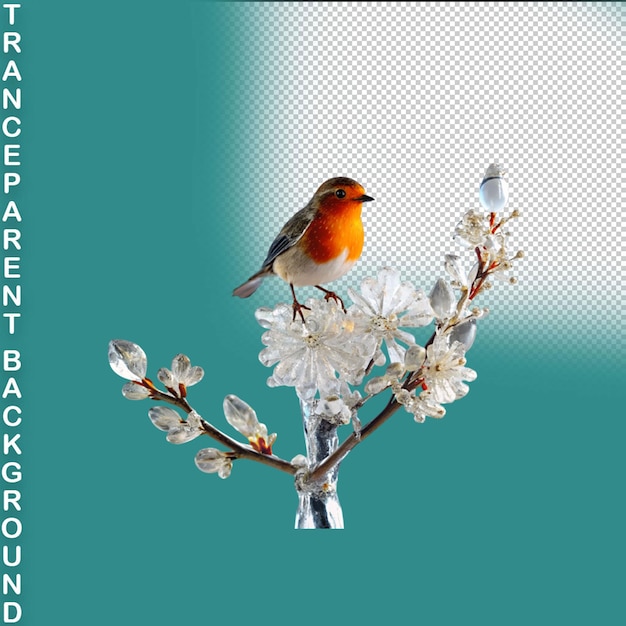 PSD robin red breast bird rustic fall autumn png clipart elements on transparent background