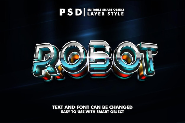 Robor 3d steel text effect premium psd