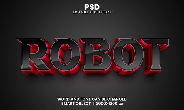 Robot 3d editable text effect Premium Psd with background