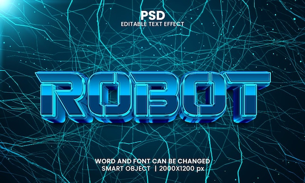 Robot 3d editable text effect Premium Psd with background