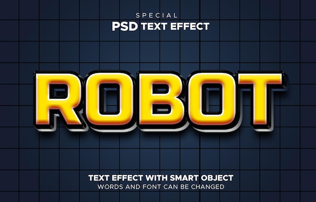 Robot 3d editable text effect style smart object