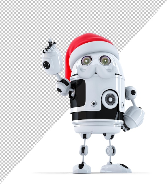 PSD robot santa pointing up at invisible object