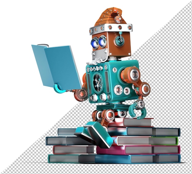 PSD robot santa reading books