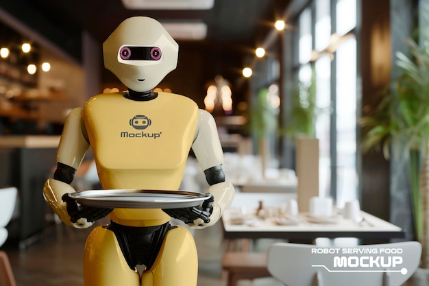 PSD robot serving food and drinks mockup