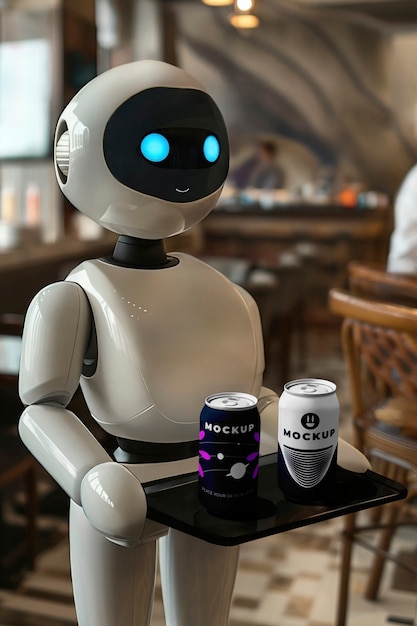 PSD robot serving food and drinks mockup