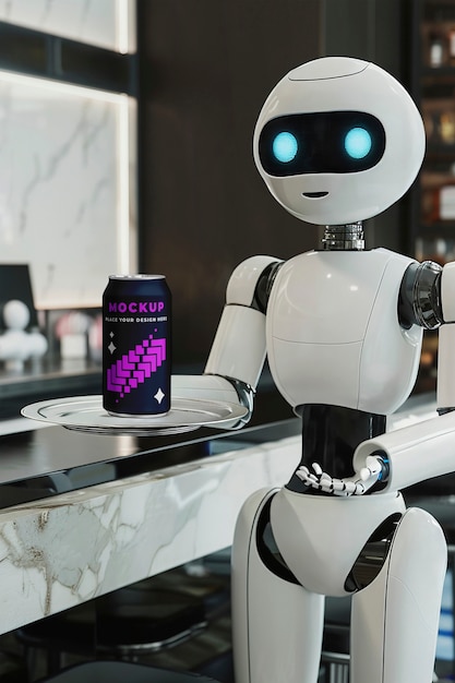 PSD robot serving food and drinks mockup