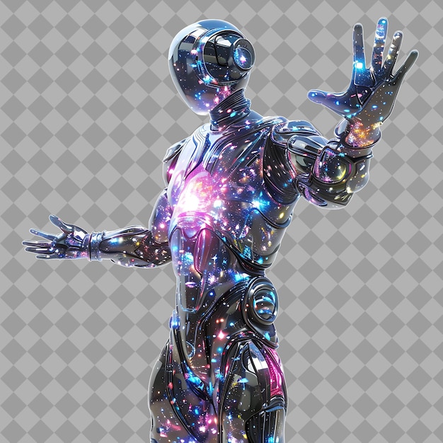 a robot with a colorful body and the word robot on it