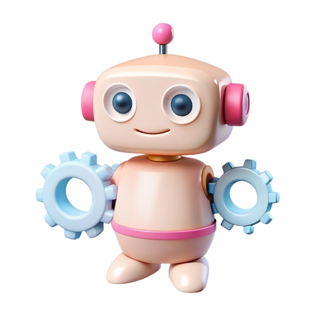 PSD a robot with pink headphones that say quot robot quot