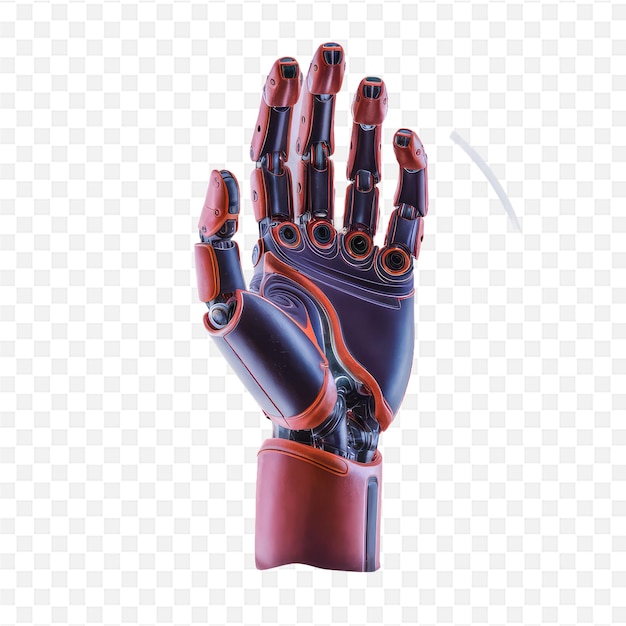 PSD a robotic hand with a red and black arm that says quot robot quot