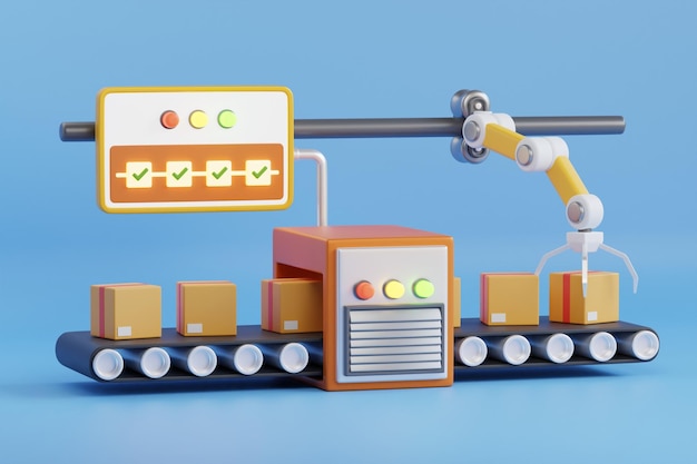 robotic production line concept Automation manufacturing robot controlled by industry engineering