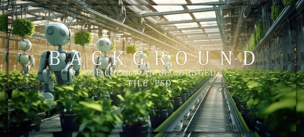 PSD robots tending to plants in a modern greenhouse