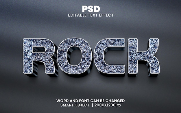 Rock 3d editable photoshop text effect style with background