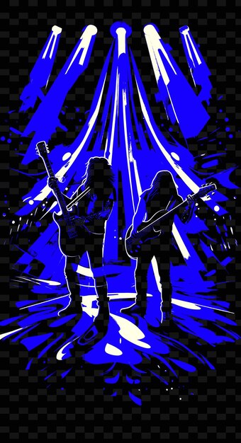 PSD rock band performing under colorful spotlights with electric illustration music poster designs