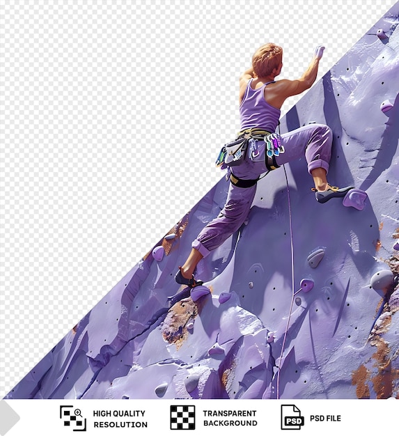 PSD rock climbing wall climber isolated transparent background