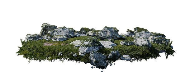 a rock formation with a green mossy rock on the top