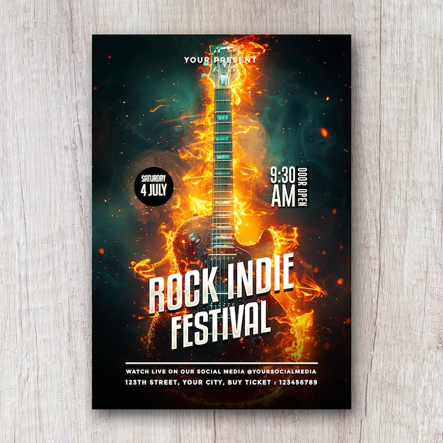 PSD rock indie festival concert poster flyer