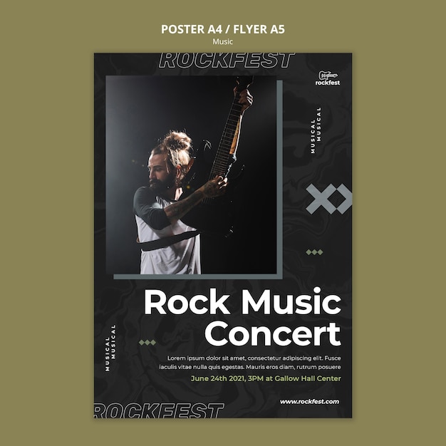 Rock music concert flyer template