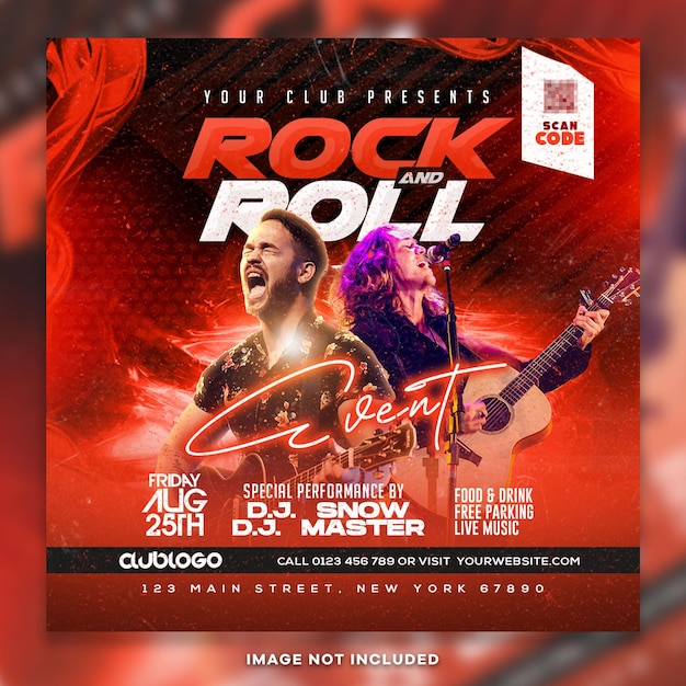 Rock n Roll Music Event Post PSD