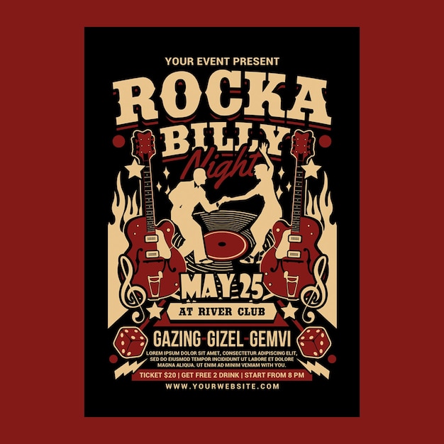 Rockabilly Music Night Flyer Template