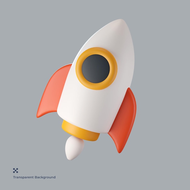 Rocket 3d icon illustration