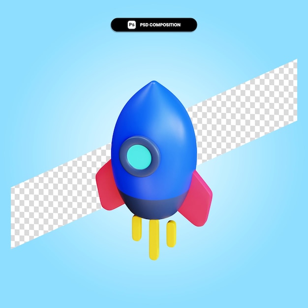 Rocket 3d render illustration isolated