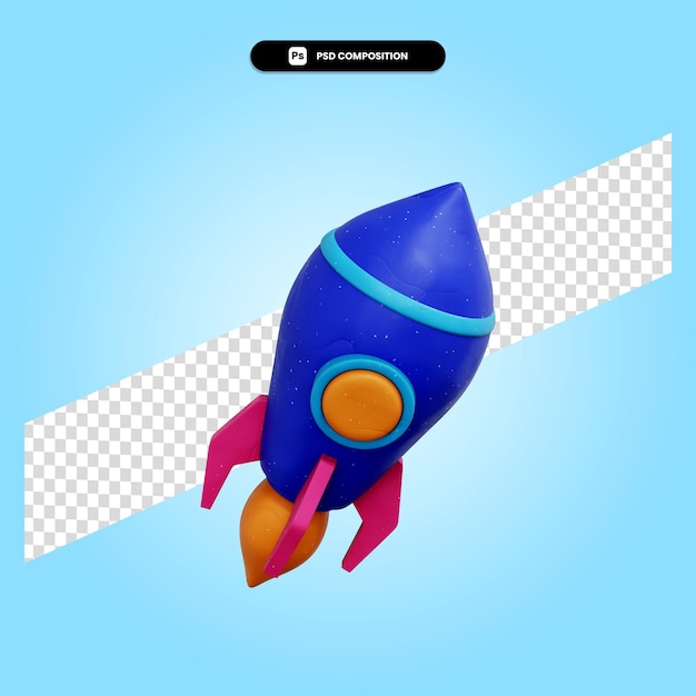 Rocket 3d render illustration isolated