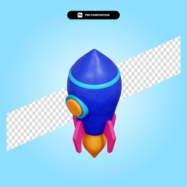 Rocket 3d render illustration isolated