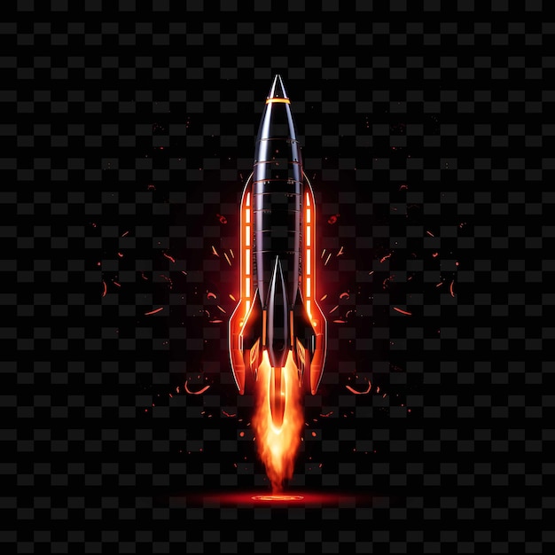 Rocket Fiery Orange Streaked Neon Lines Planet Decorations P PNG Y2K Shapes Transparent Light Arts