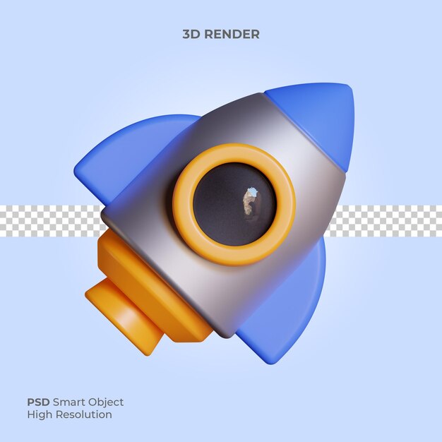 Rocket icon 3d render illustration isolated premium psd