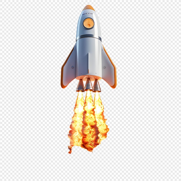 Rocket launch on isolated transparent background