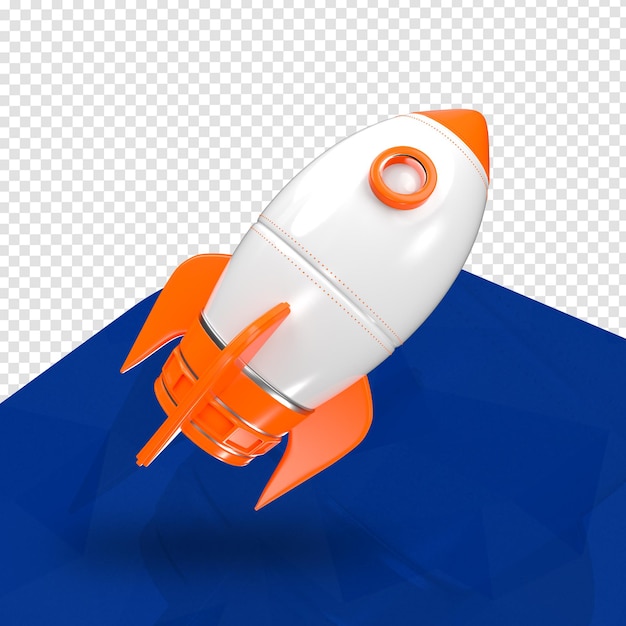 PSD rocket orange 3d right for composition